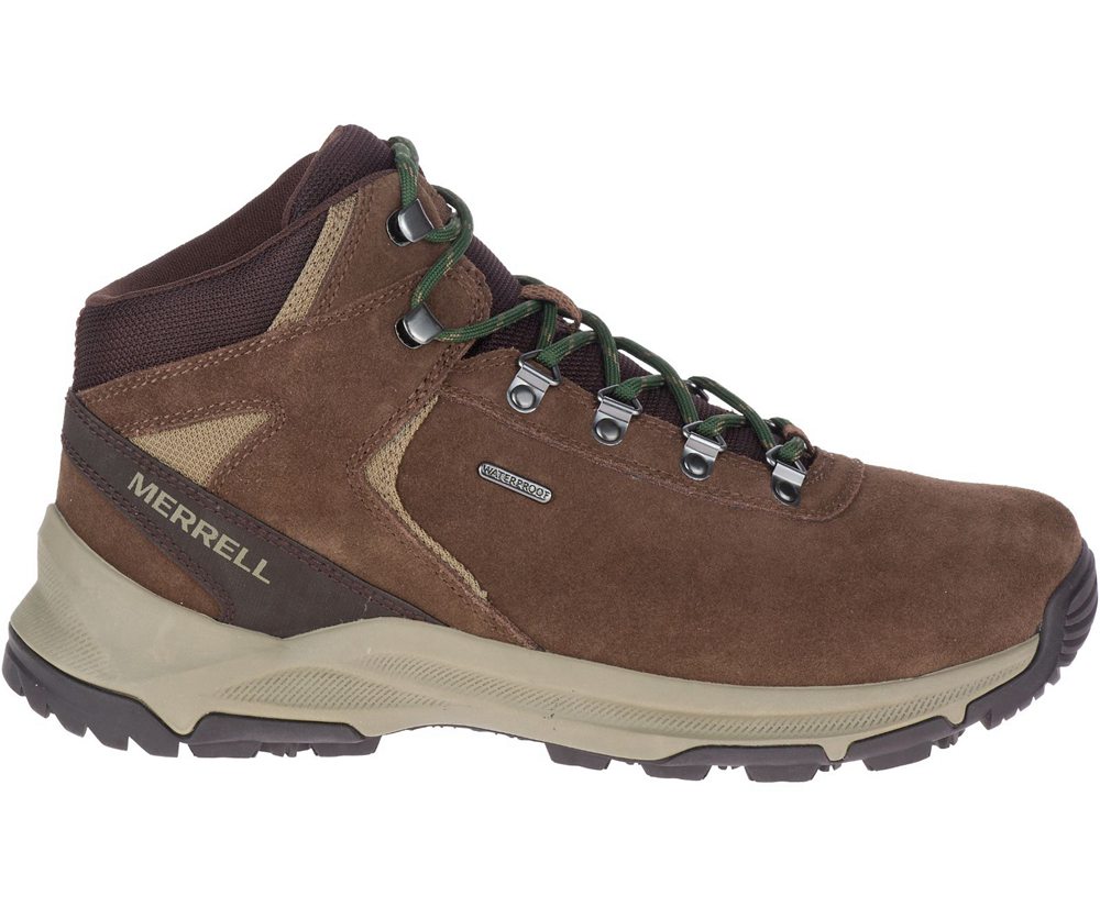 Kozaki Merrell Męskie Brązowe - Erie Mid Waterproof Wide Width - 270584-UEP